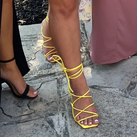 ASOS Yellow Strappy Block Heels - Picture 2 of 8